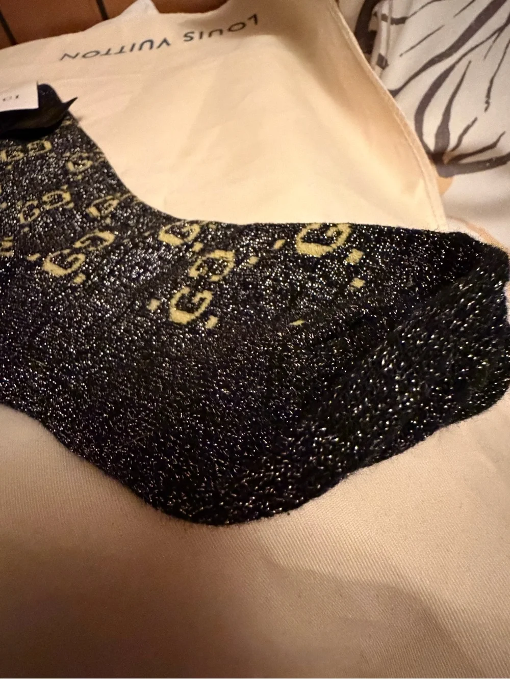 Designer Fashioned Women’s Black & Lurex Ankle Socks